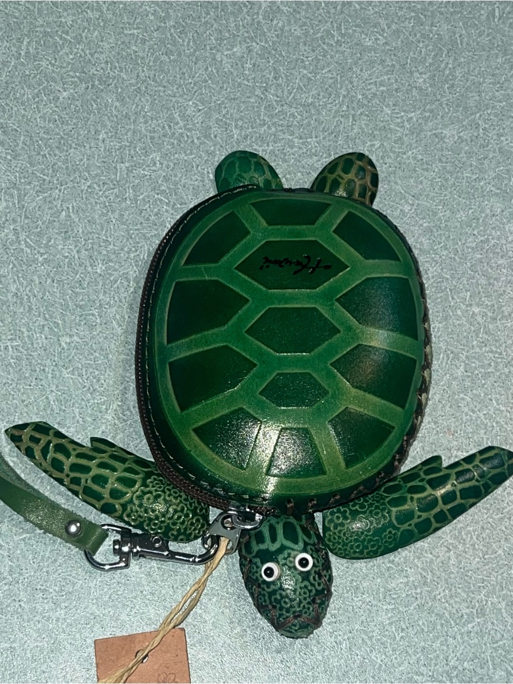 Honu Turtle Leather Coin Purse Wristlet Island Leather Collection Green